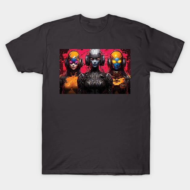 Cybernetic Trio T-Shirt by Gold Turtle Lina